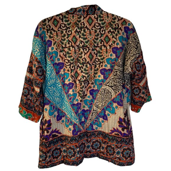 Soft Surroundings Colorful Boho Quilted Jacket Women's Sz SP Petite Art to Wear - Picture 2 of 8